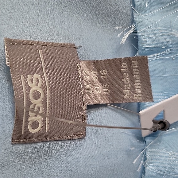 NWT Asos Tall Cami Tank Top Baby Blue with Soft Metallic Fringe - Size 18 Tall - Picture 7 of 9